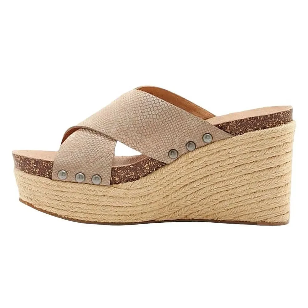Lucky Brand Women's Neeka Taupe Slide Wedge Sandals Size 7.5M - Picture 4 of 16